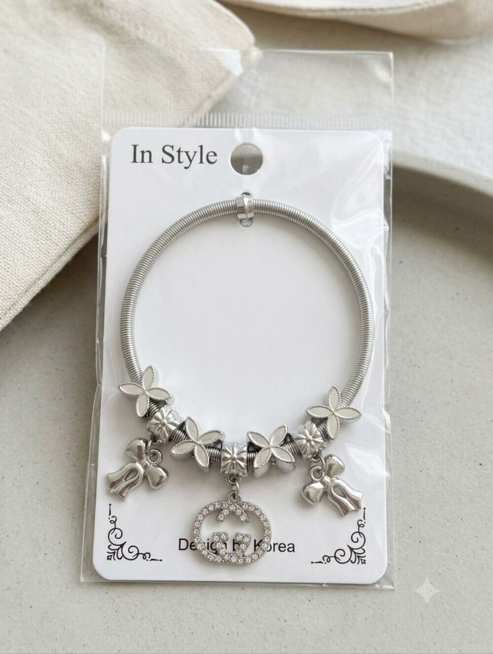 Silver Flower Charm Bracelet